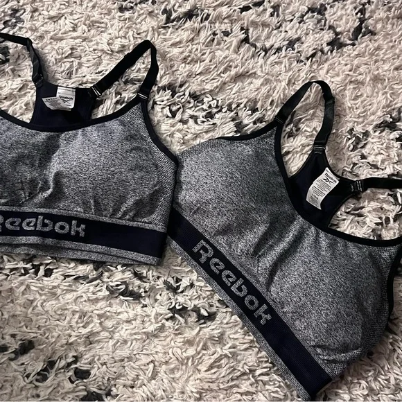 Set of 2 Gray Reebok Racerback Sports Bras with Removable Cups - Picture 8 of 15